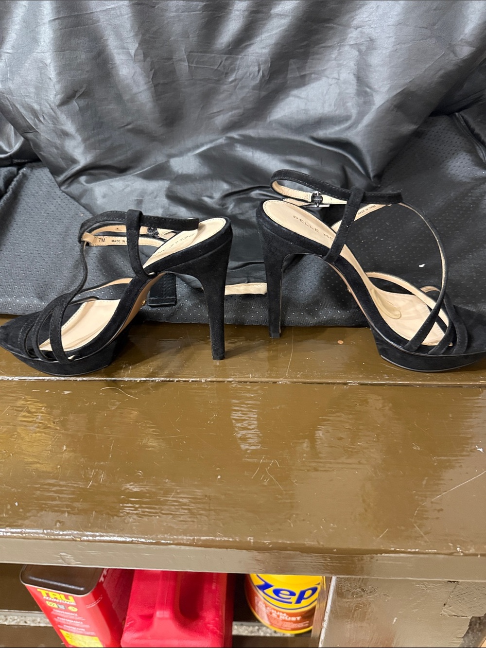 Pelle Moda Black Strappy Suede Heeled Sandals - Picture 2 of 5